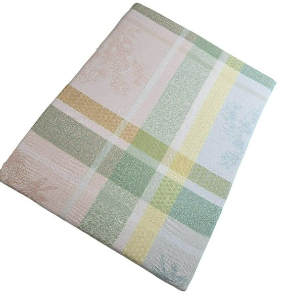 Martha Stewart Jacquard Easter Tablecloth Flowers and Plaids Pastel Color 60x84 - Picture 5 of 16